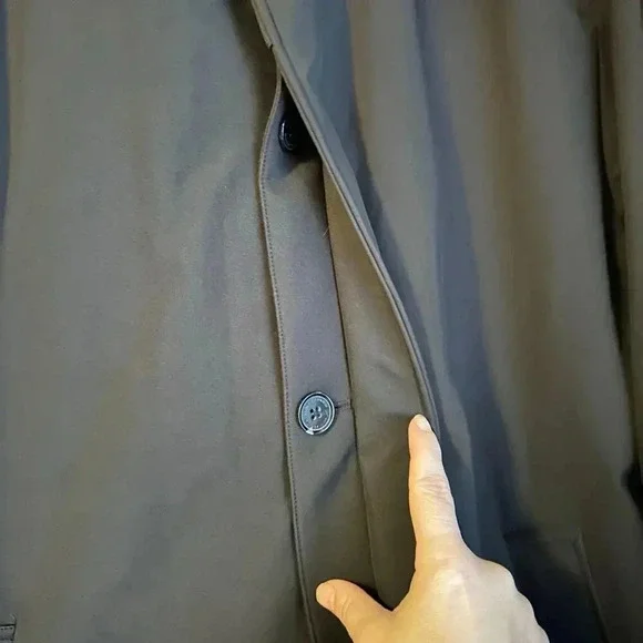 JOSEPH ABBOUD MENS BLACK TRENCH COAT JACKET SUIT OVERCOAT SIZE 46 L WINTER